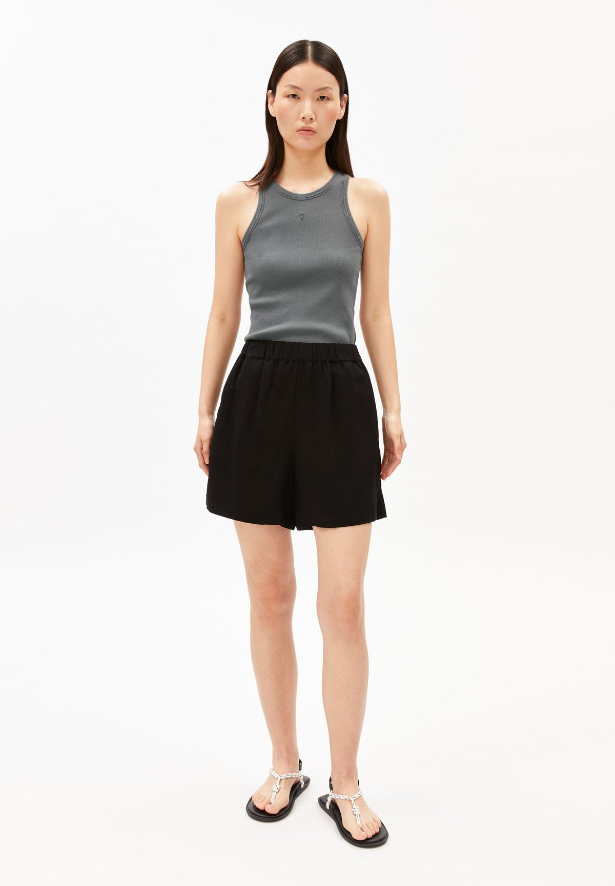 LINEN BLEND PULL ON SHORT