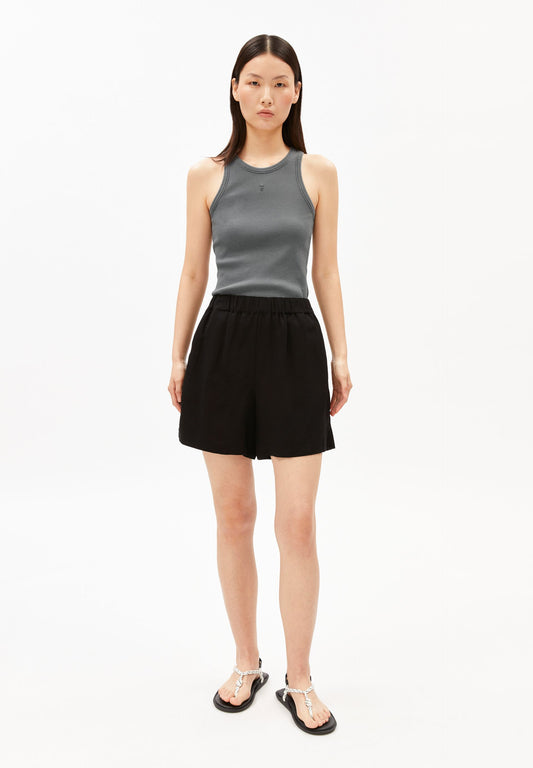 LINEN BLEND PULL ON SHORT