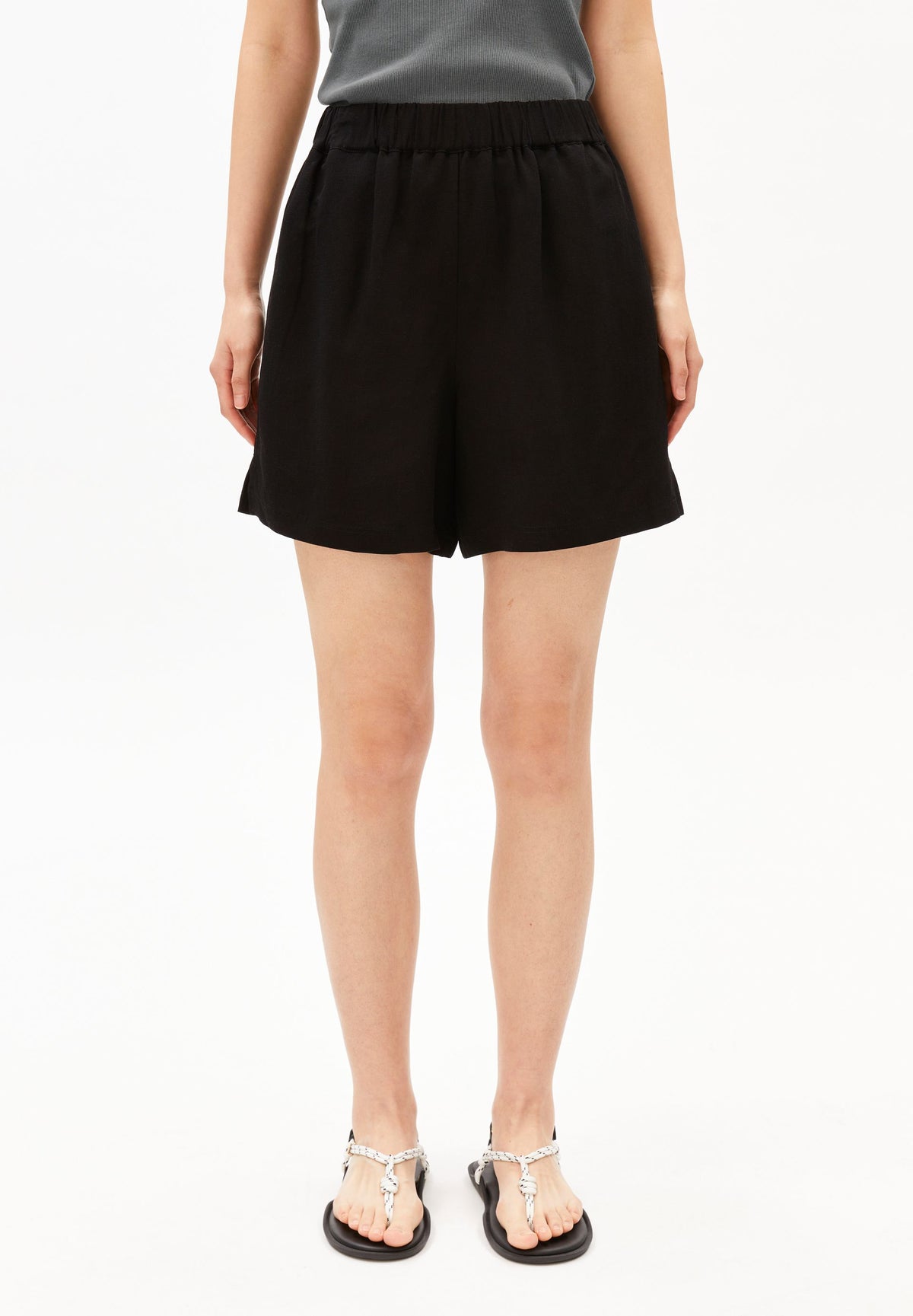 LINEN BLEND PULL ON SHORT