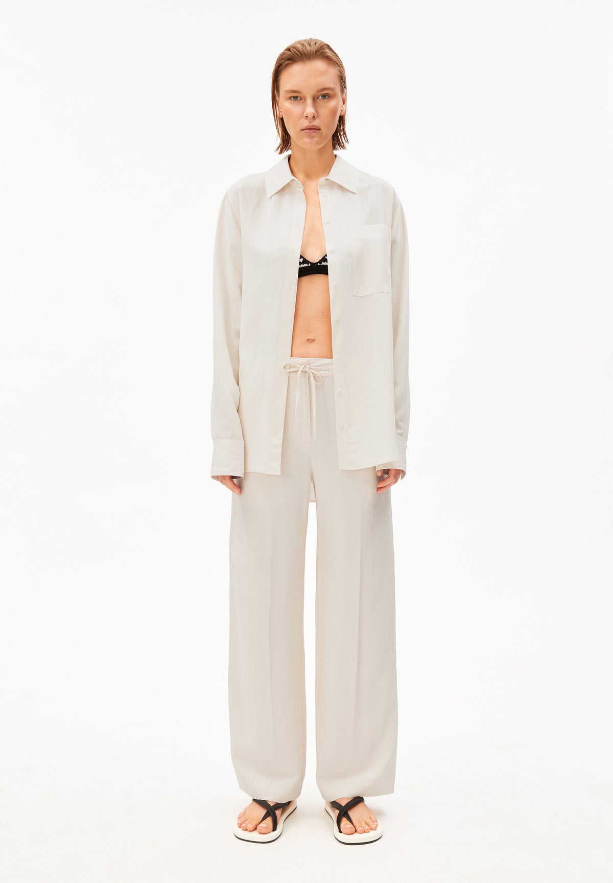LINEN BLEND STRAIGHT LEG PANT