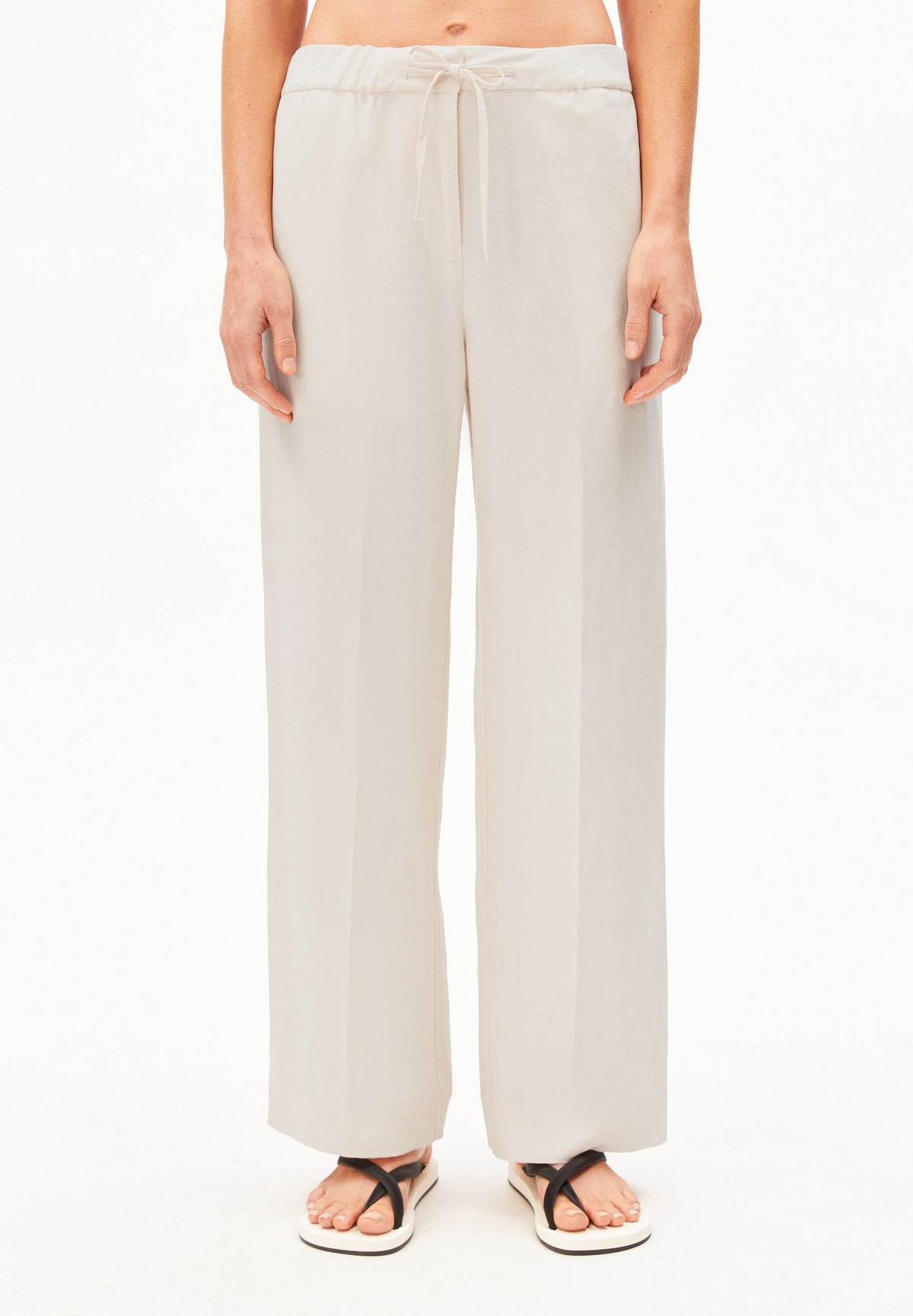 LINEN BLEND STRAIGHT LEG PANT