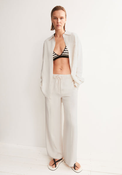 LINEN BLEND STRAIGHT LEG PANT