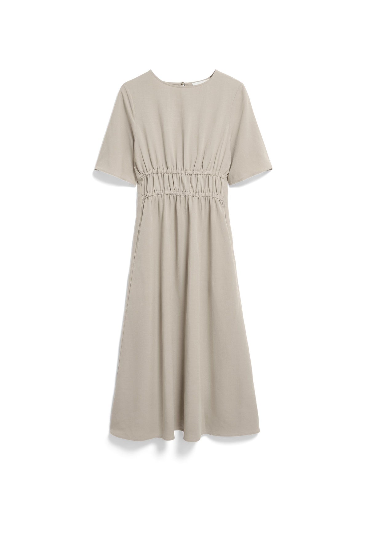 LINEN BLEND GATHERED DRESS