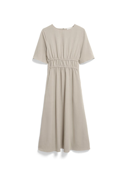 LINEN BLEND GATHERED DRESS