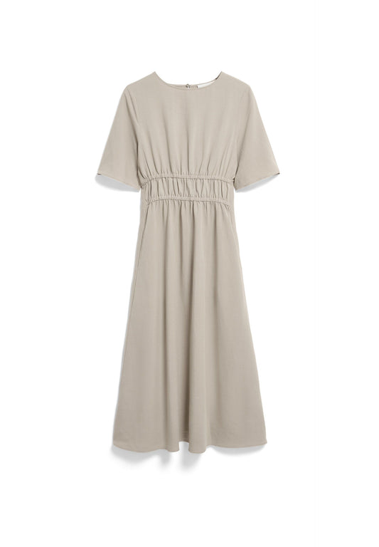 LINEN BLEND GATHERED DRESS