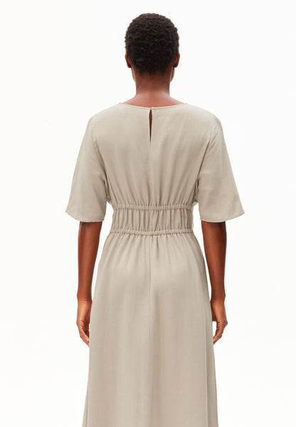 LINEN BLEND GATHERED DRESS