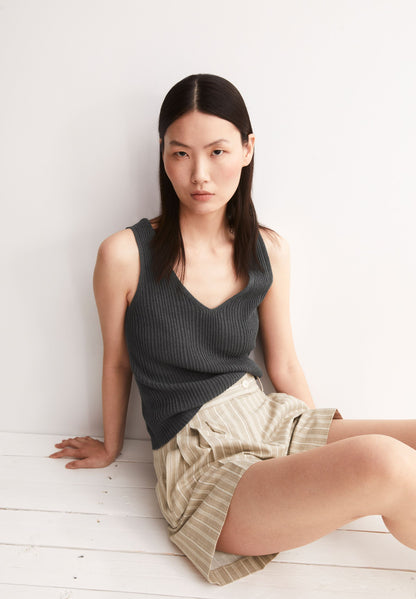 LINEN BLEND KNIT TOP