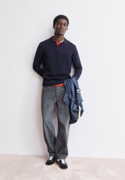 KNIT LONGSLEEVE POLOSHIRT